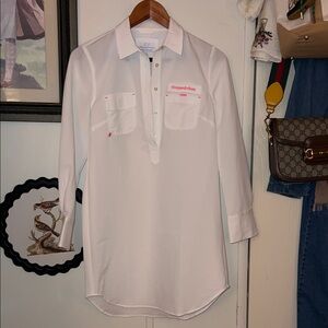 Vineyard Vines White Shirt with Pink Accents